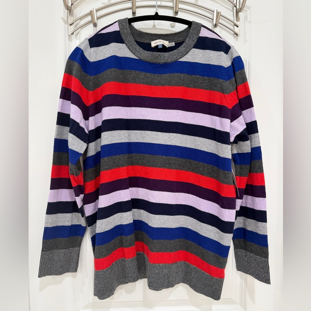 NWT COURT & ROWE Colorful Striped Crewneck Sweater